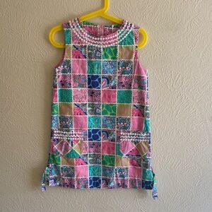 EUC Lilly Pulitzer Dress Tropical Monkey Scallop Scalloped Print, Girls Size 7